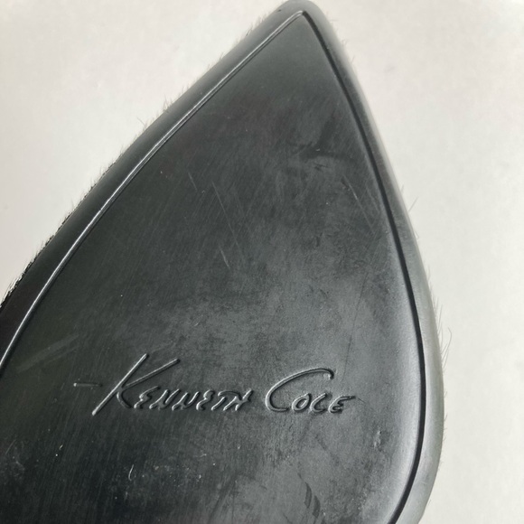 Kenneth Cole Black Genuine Leather Real Fur Point Toe Heeled Ankle Boots size 9 - Picture 13 of 16